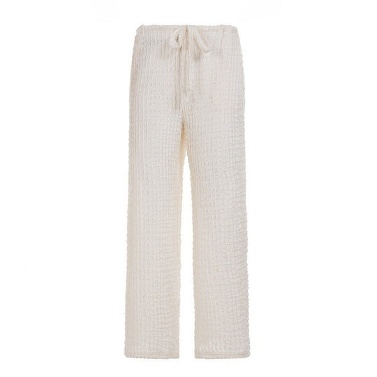Damen Komfortable Palazzo-Hose mit elastischem Bund und strukturiertem Design EB