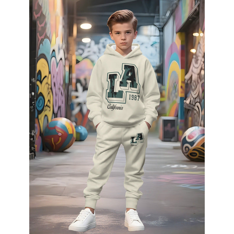 Unisex nan Kinder Jogginganzug mit Kapuzenpullover und detailreichem Auto-Print EB