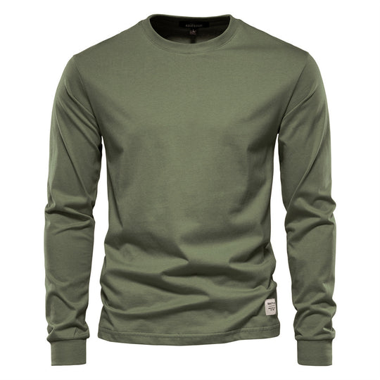 Herren nan klassisches langärmliges Baumwollshirt mit Rundhalsausschnitt und elastischen Bündchen EB
