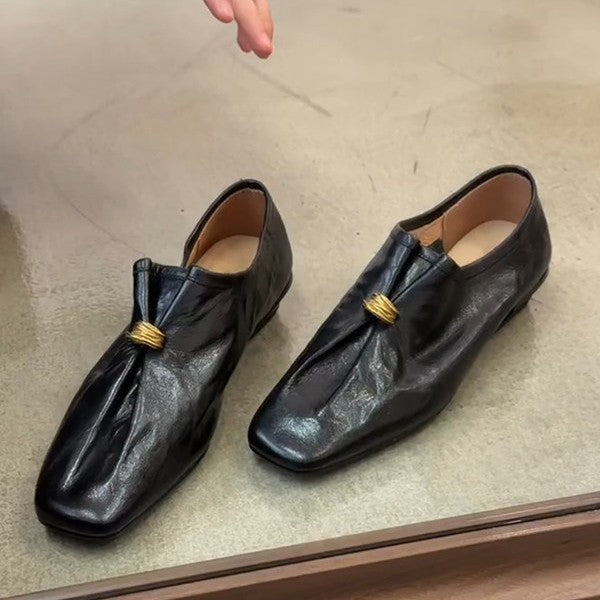 Damen elegante Mokassins mit dekorativen Falten und flexibler Sohle EB