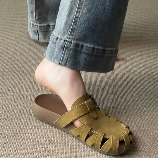 Damen Komfortable Sandalen im mediterranen Stil mit geflochtenem Riemendesign EB