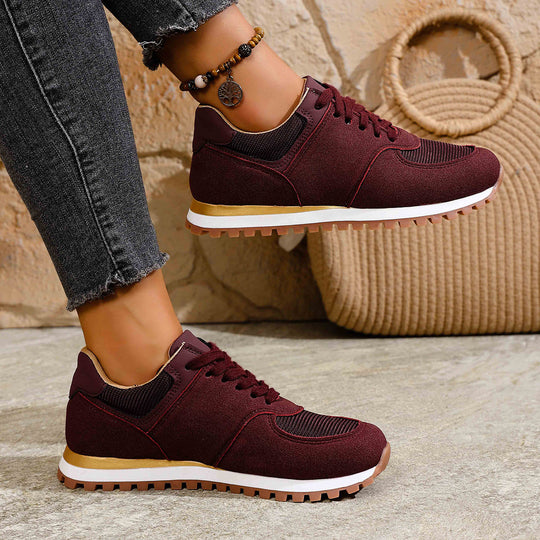 Damen leichte Retro-Lauf- und Freizeitsneaker mit gepolstertem Komfortfußbett und griffiger Profilsohle EB