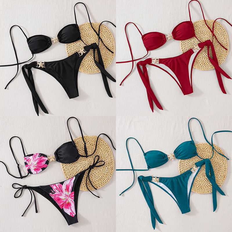 Damen Push-Up Bikini mit glamourösem Gold-Detail EB