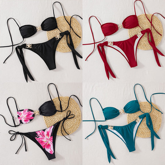 Damen Push-Up Bikini mit glamourösem Gold-Detail EB