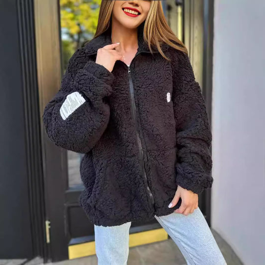 Damen Fleecejacke mit weichem Innenfutter und hoher Kragen EB