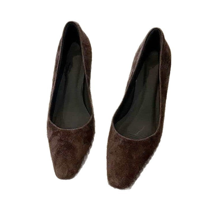 Damen edel wirkende Flachschuhe aus Wildleder mit modischer Spitze EB