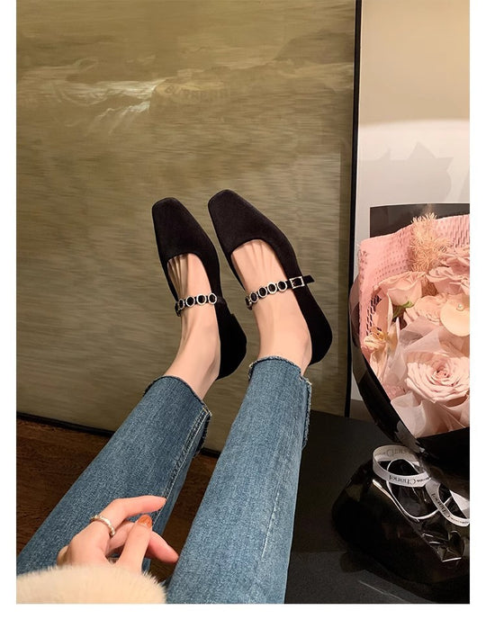 Damen elegante Ballerinas mit modischer Schnallenverzierung EB