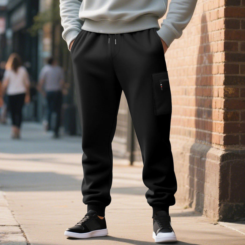 Herren lässige Jogginghose mit Cargo-Reißverschlusstasche, elastischem Bund und gerippten Bündchen EB