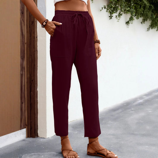 Damen luftige Freizeithose mit praktischen Seitentaschen und elastischem Bund EB
