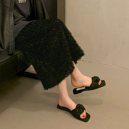 Damen modische Sandalen mit dekorativem Schleifenakzent und rutschfester Sohle EB