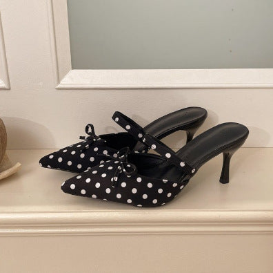 Damen Slingback-Pumps mit gepunktetem Design und elegantem Schleifchen EB