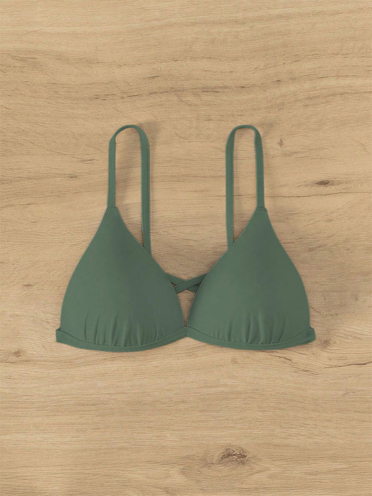 Damen Triangel-Bikinioberteil mit verstellbaren Trägern und trendigem Kreuzdesign EB