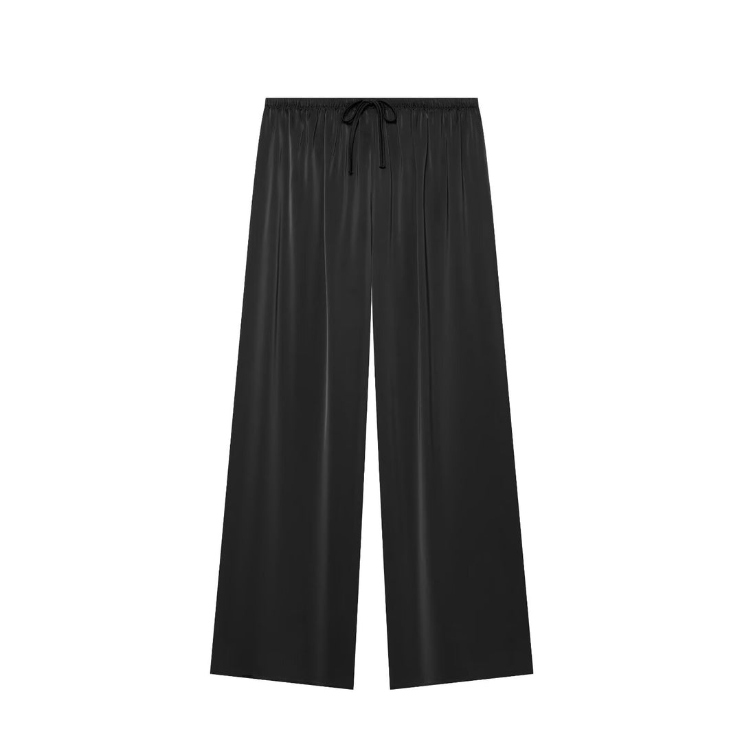 Damen nan luftig-weite Palazzo-Hose mit elastischem Bund und Kordelzug EB