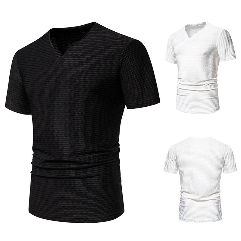 Herren Kurzarm T-Shirt mit strukturiertem Wellenmuster EB