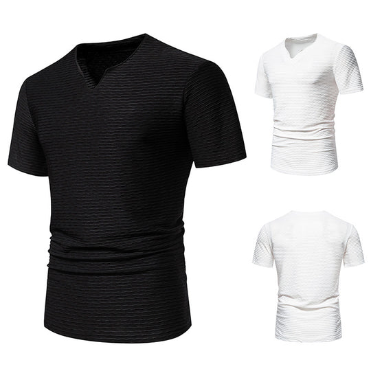 Herren Kurzarm T-Shirt mit strukturiertem Wellenmuster EB