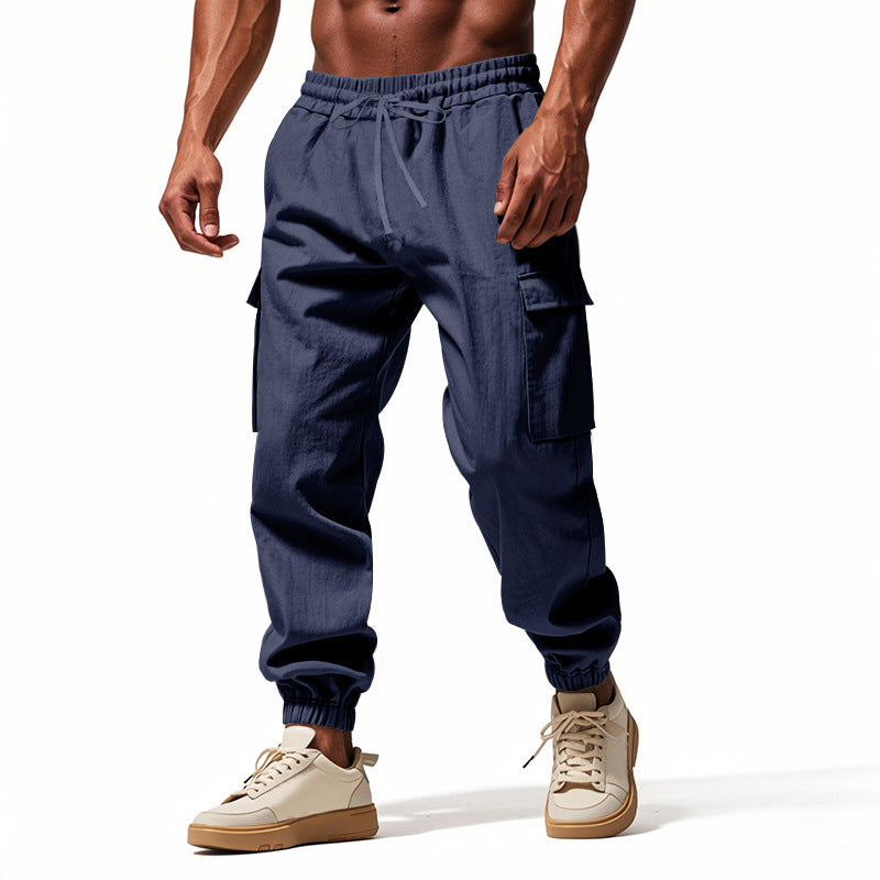 Herren lässige Cargo-Hose mit elastischem Bund und praktischen Seiten- und Oberschenkeltaschen EB