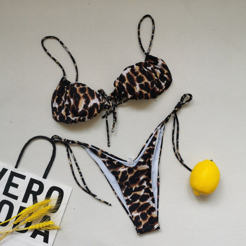 Damen Triangel-Bikini mit verstellbaren Schnürungen und kontrastierenden Akzenten EB