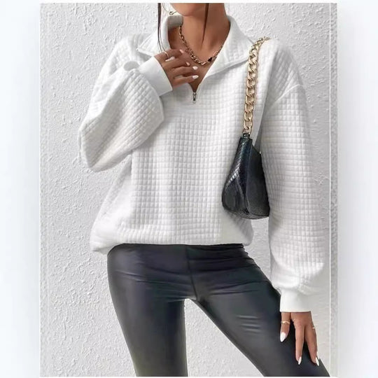 Damen Sweater mit hohem Kragen und strukturierter Oberfläche EB