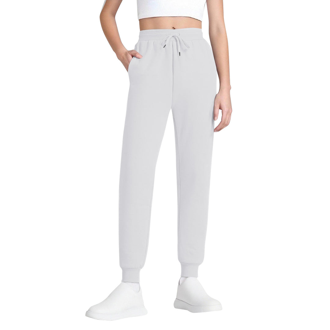 Damen nan schlanke hochgeschnittene Jogginghose mit Tunnelzug, Eingrifftaschen und Bündchen EB