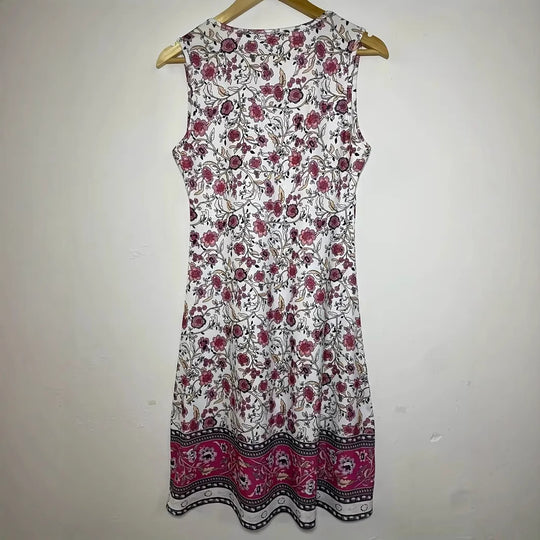 Damen Verspieltes Freizeitkleid mit V-Ausschnitt und floralem Design EB