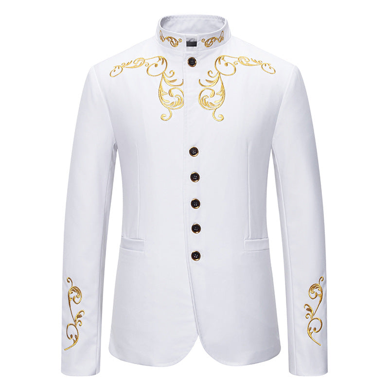 Herren eleganter Blazer mit kunstvoller goldener Stickerei EB