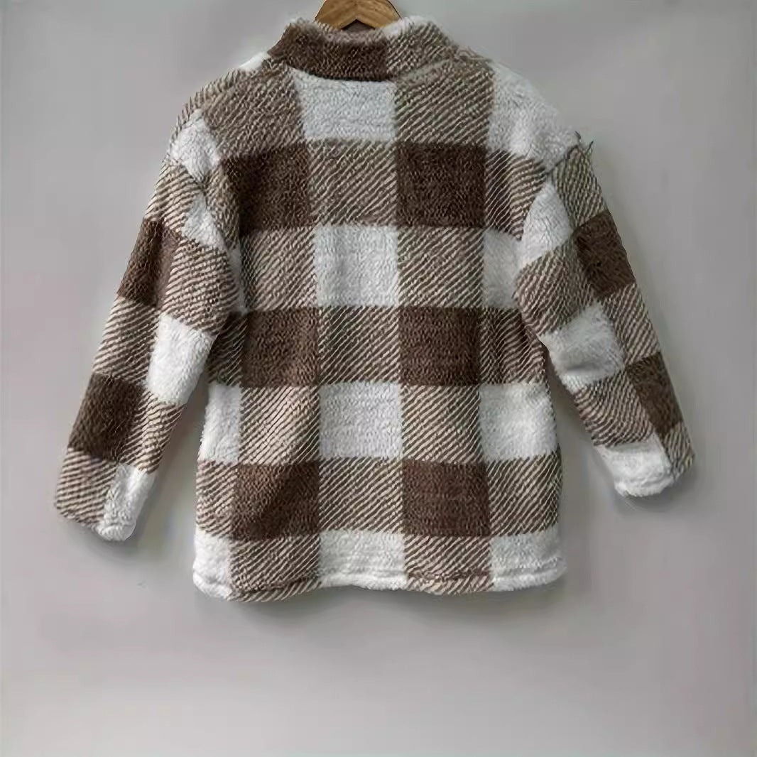 Damen Kuschelige Karojacke EB
