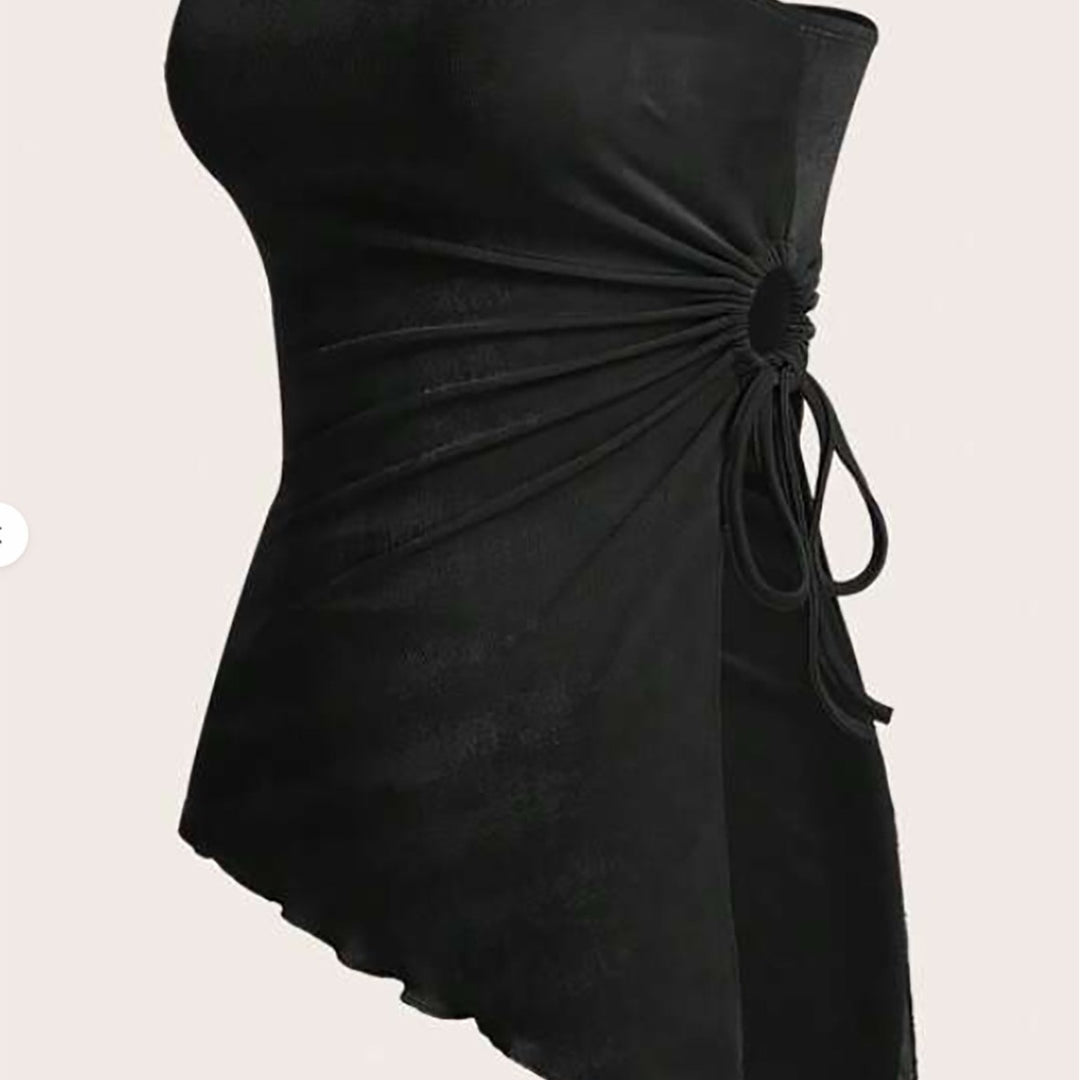 Damen Bandeau-Oberteil mit modischem Wickeldesign und verstellbaren Riemen EB
