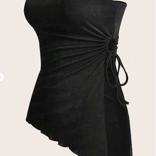 Damen Bandeau-Oberteil mit modischem Wickeldesign und verstellbaren Riemen EB