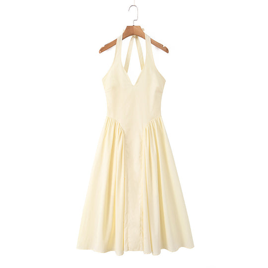 Damen Maxi-Kleid mit elegantem V-Ausschnitt und raffinierten Falten EB
