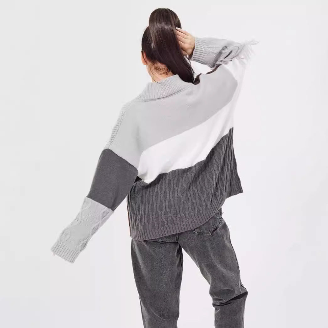Damen Strickjacke mit modischem Blockstreifenmuster und klassischem Knopfverschluss EB