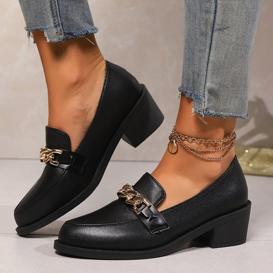 Damen Elegante Mokassins mit modischem Kettenbesatz EB
