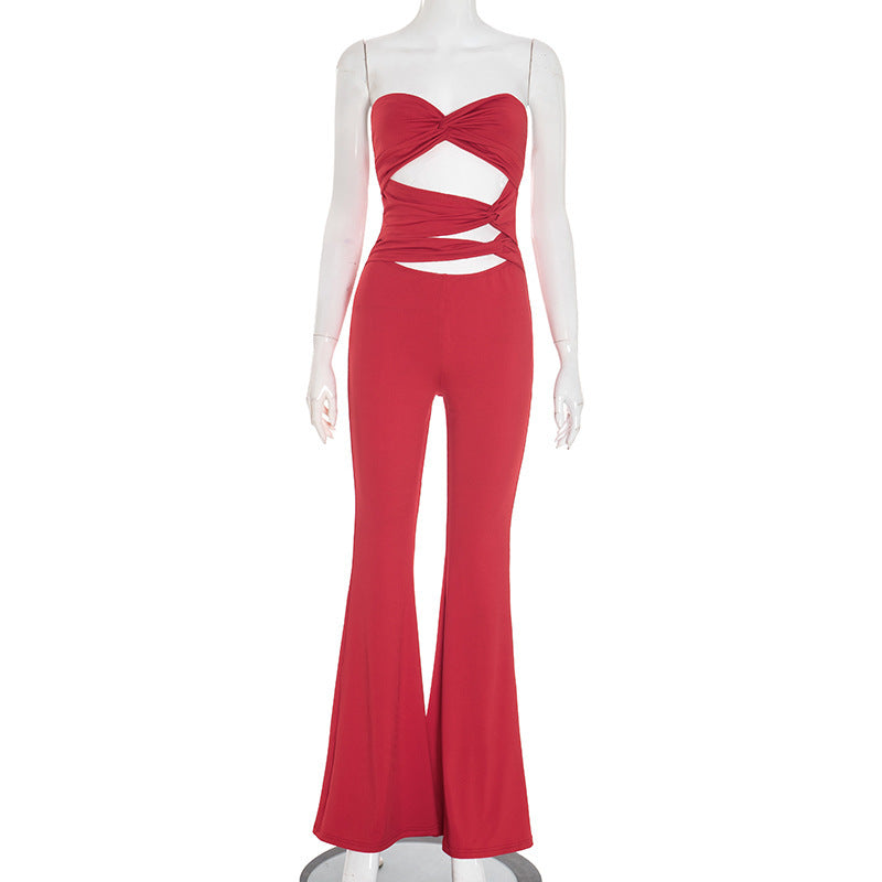 Damen Eleganter Cut-Out Jumpsuit mit fließendem Bein EB