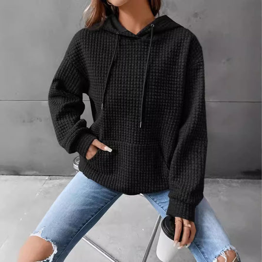 Damen stylischer Kapuzenpullover mit strukturiertem Stoff EB