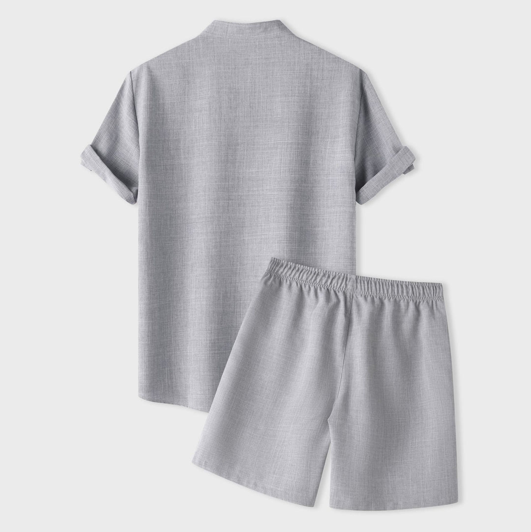 Damen Kurzarm Pyjama-Set aus atmungsaktivem Stoff mit elastischem Bund EB