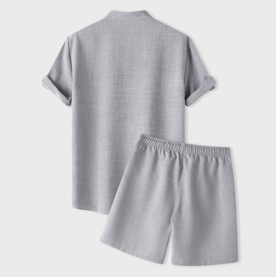 Damen Kurzarm Pyjama-Set aus atmungsaktivem Stoff mit elastischem Bund EB