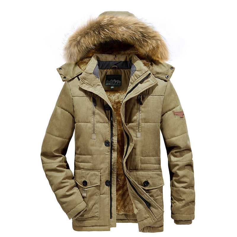 Herren Gefütterter Winterparka im Field-Style mit Teddyfutter und Kunstfellkapuze EB