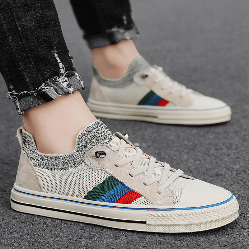 Damen lässige und luftige Sneakers mit elastischem Kragen und modischem Streifen EB