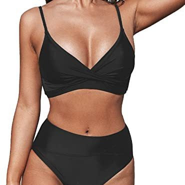 Damen Bikiniset mit hohem Bund und Wickel-Oberteil EB