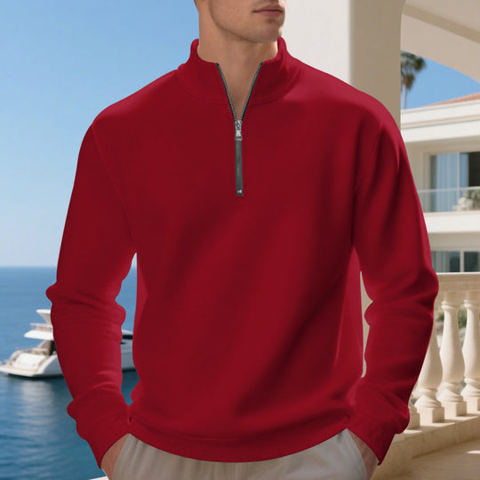 Herren lässiger Stehkragenpullover mit funktionalem Reißverschluss EB