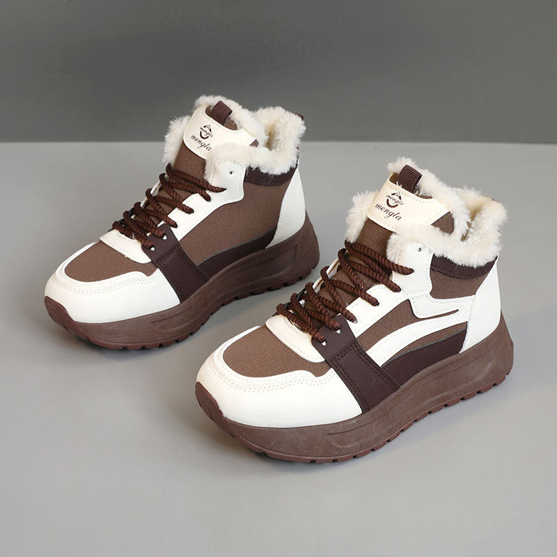 Damen modische High-Top Sneakers mit warmem Innenfutter und rutschfester Sohle EB