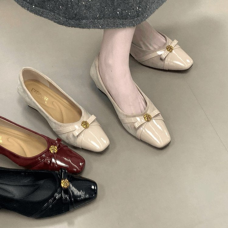 Damen elegante Ballerinas mit dekorativer Schleife und komfortablem Fußbett EB