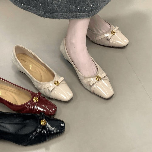 Damen elegante Ballerinas mit dekorativer Schleife und komfortablem Fußbett EB