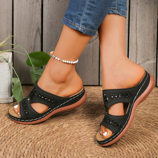 Damen Clogs mit modischem Blütenapplikationsdesign und ergonomischem Fußbett EB