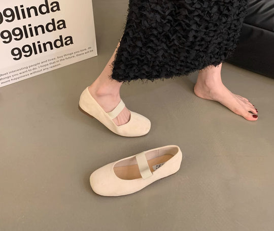 Damen elegante Ballerinas mit modischem Riemchen EB