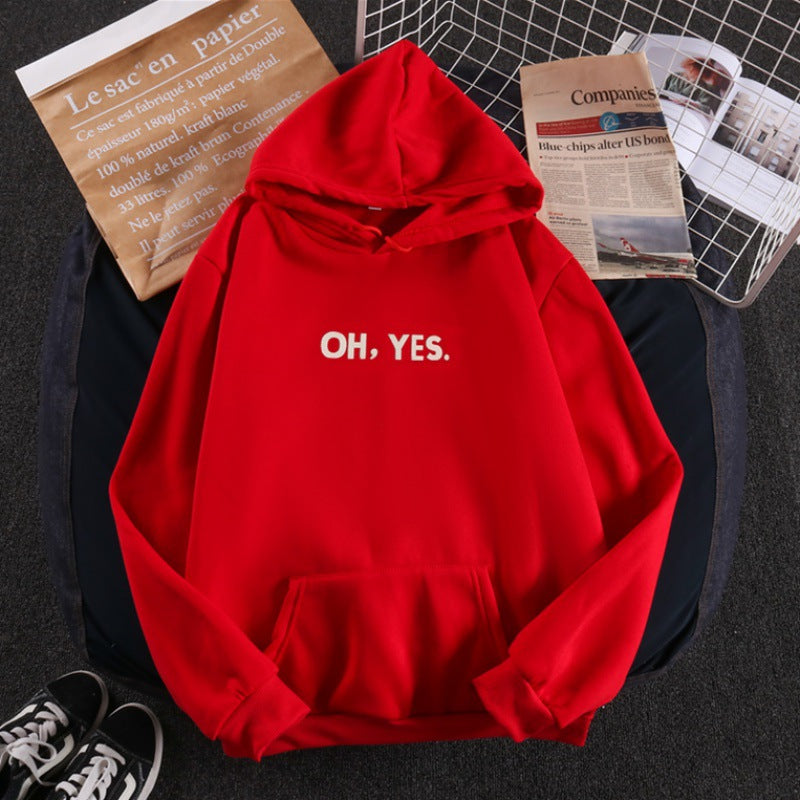 Damen nan Kapuzenpullover mit weichem Innenfutter, Kängurutasche und dezentem Frontprint EB