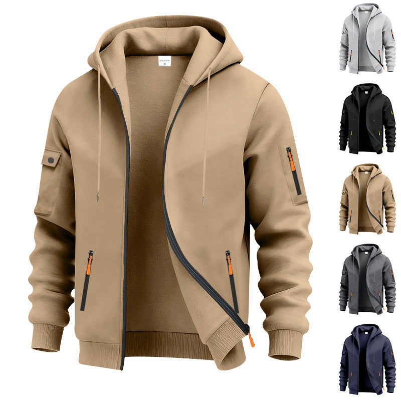 Herren nan technische Kapuzenjacke mit Reißverschluss, zipptaschen und Ärmeltasche EB