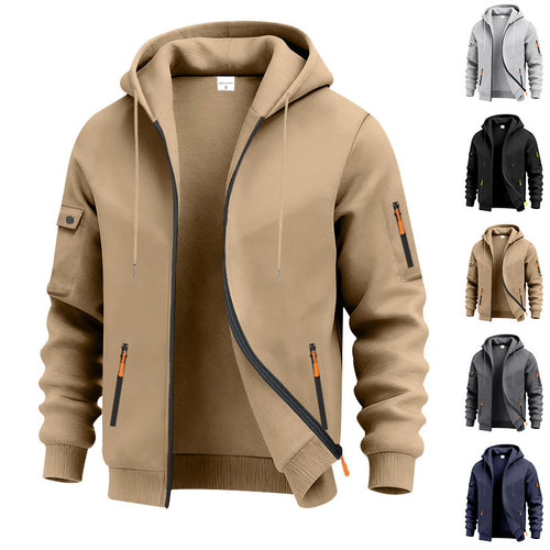 Herren nan technische Kapuzenjacke mit Reißverschluss, zipptaschen und Ärmeltasche EB