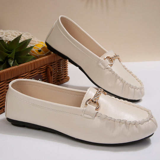 Damen Elegante Mokassins mit Schmuck-Detail und komfortabler Sohle EB