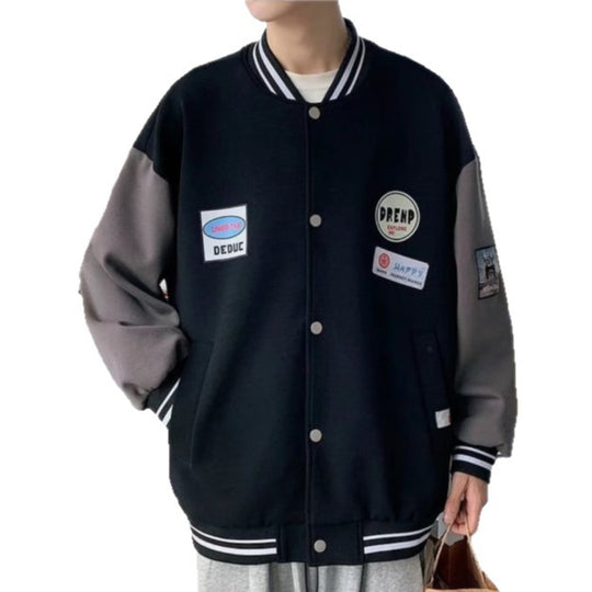 Herren Collegejacke mit praktischen Taschen und Stickereien EB