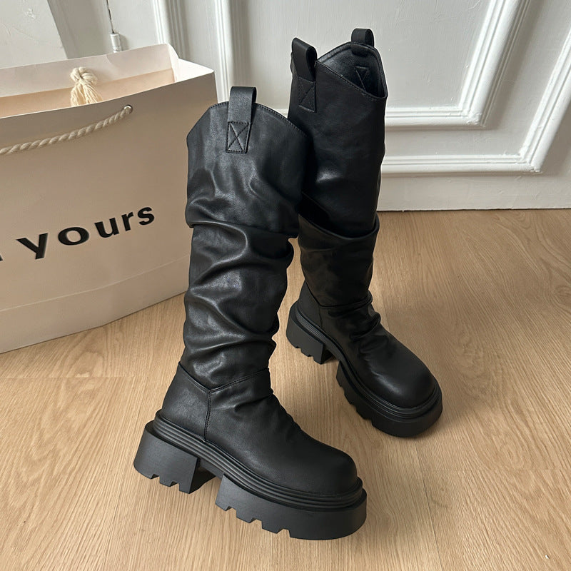 Damen Hohe Stiefel mit weichem Obermaterial und robuster Sohle EB